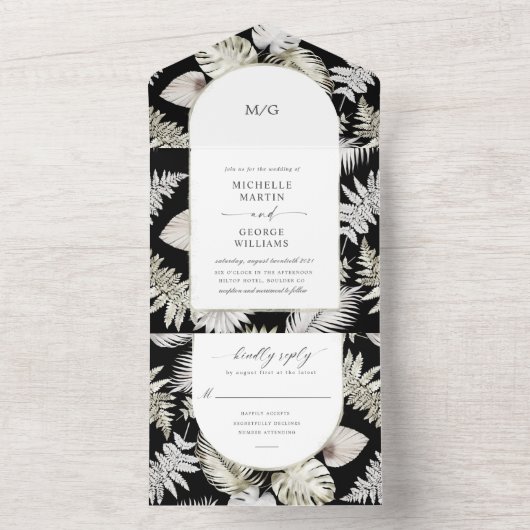 Luxe tropische bloemen (geen ENV nodig) All In One Uitnodiging (Binnen)