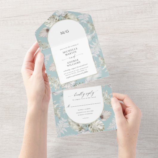 Luxe tropische bloemen (geen ENV nodig) All In One Uitnodiging (Afscheurbaar)