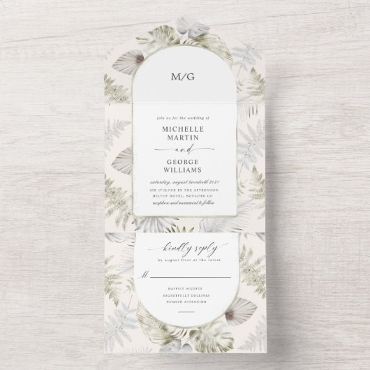 Luxe tropische bloemen (geen ENV nodig) All In One Uitnodiging (Binnen)