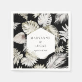 Luxe Tropische Foliage Monogram Papieren servetten (Voorkant)
