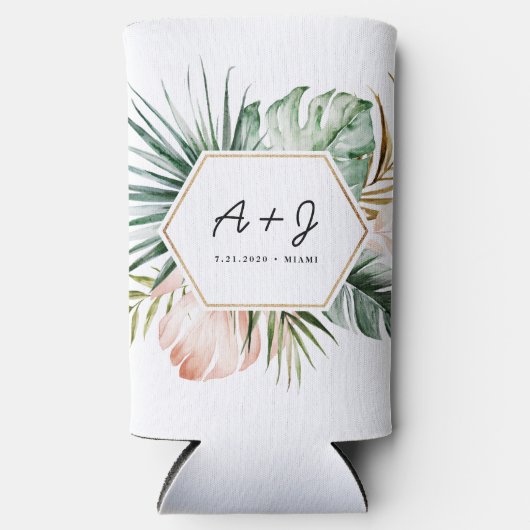 Luxe Tropische Huwelijk Slanke Blikje Koeler Hoesj (Voorkant)