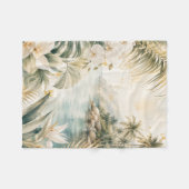 Luxe Tropische Kust Waterverf Kunst | Fleece Deken (Voorkant (Horizontaal))