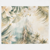 Luxe Tropische Kust Waterverf Kunst | Fleece Deken (Voorkant (Horizontaal))