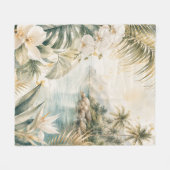Luxe Tropische Kust Waterverf Kunst | Fleece Deken (Voorkant (Horizontaal))