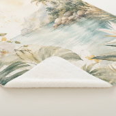 Luxe Tropische Kust Waterverf Kunst | Sherpa Deken (3/4)
