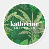 Luxe Tropische Moderne Boutique & Salon Groen Ronde Sticker (Voorkant)