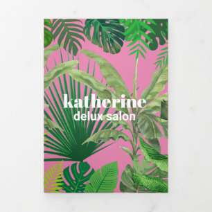 Luxe Tropische Moderne Boutique & Salon Roze Drieluik Kaart