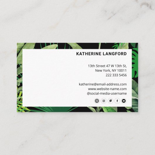 Luxe Tropische Moderne Boutique & Salon Zwart Afsprakenkaartje (Achterkant)