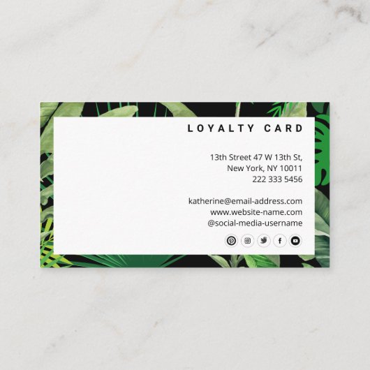 Luxe Tropische Moderne Boutique & Salon Zwart Klantenkaartje (Achterkant)