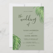 Luxe tropische Waterverf palmbladeren bruiloft Kaart (Voorkant)