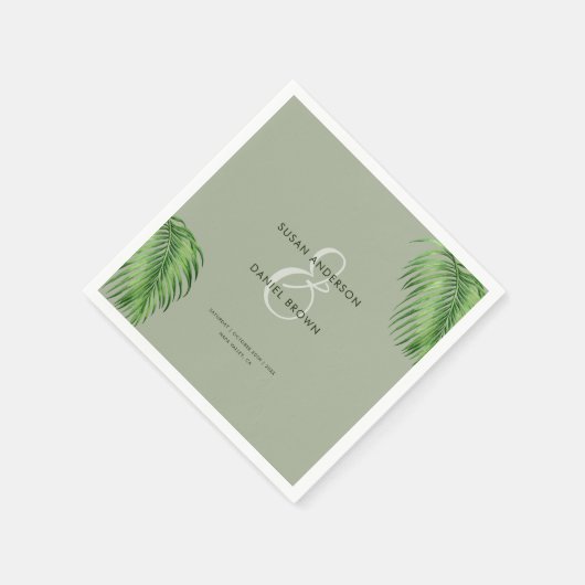 Luxe tropische Waterverf palmbladeren bruiloft Servet (Hoek)