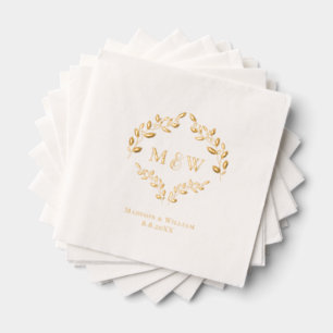 Luxe Trouw Echt Gouden Folieblad Monogram Wapen Folie Servetten