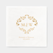 Luxe Trouw Echt Gouden Folieblad Monogram Wapen Folie Servetten (Voorkant)