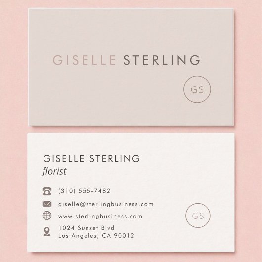 Luxe Trouwbloemist Blush Roze Minimalist Visitekaartje