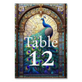 Luxe Trouwen: Pauw Tafel Nummers Kaart (Achterkant)