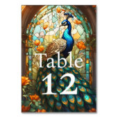 Luxe Trouwen: Pauw Tafel Nummers Kaart (Achterkant)
