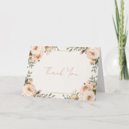 Luxe Trouwfeest Dankkaart met Bloemen | Blush Bedankkaart