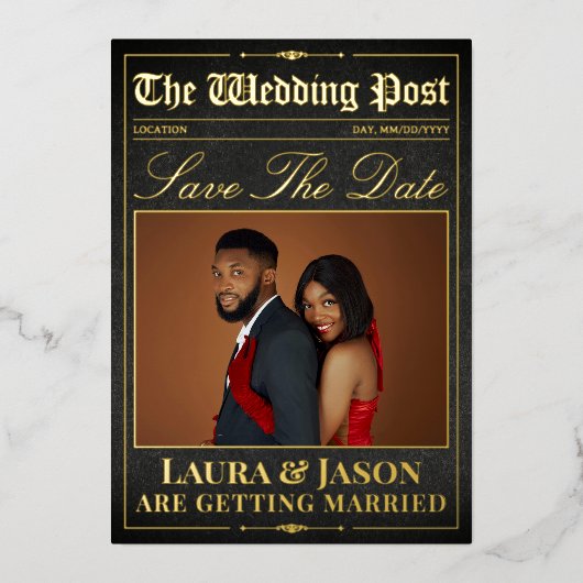 Luxe trouwkrant Save the Date Folie Invita Folie Uitnodiging (Voorkant)