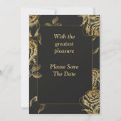 Luxe trouwuitnodiging, goud en zwart kaart (Achterkant)