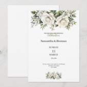 Luxe trouwuitnodiging met gouden witte rozen kaart (Voorkant / Achterkant)