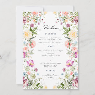 Luxe Tuin Bloem Bruiloft Menu Kaart