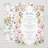 Luxe Tuin Bloem Bruiloft Menu Kaart (Voorkant / Achterkant)