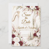 Luxe Tuin Harp Romantische Huwelijk Save The Date (Voorkant)