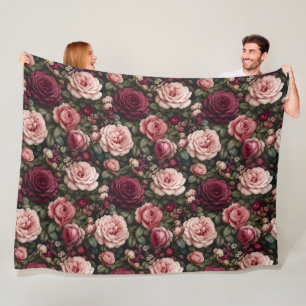 Luxe Tuinroos Bloemkunst Fleece Deken