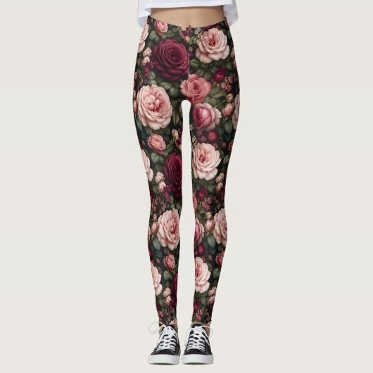 Luxe Tuinroos Bloemkunst Leggings (Voorkant)