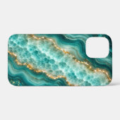 Luxe turkoois agaatmarmer met gouden aders Case-Mate iPhone case (Achterkant (horizontaal))