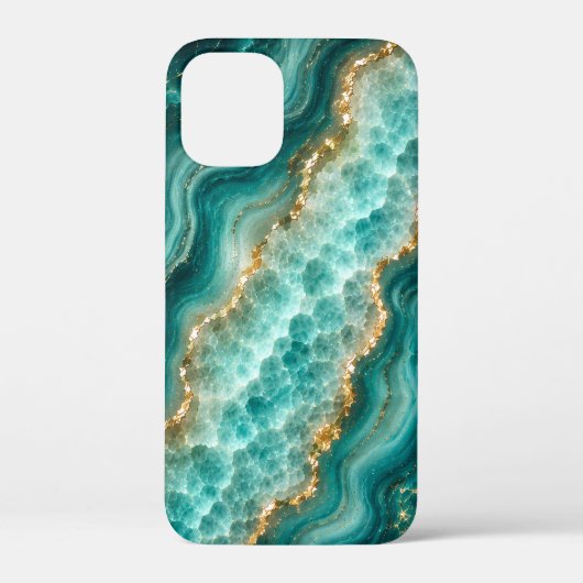 Luxe turkoois agaatmarmer met gouden aders Case-Mate iPhone case (Achterkant)