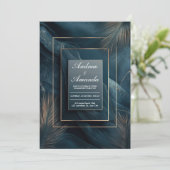 Luxe Turkoois Marmer Gouden Frame Abstracte Palm Kaart (Staand voorkant)