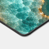 Luxe Turquoise Agaat Marmer met Gouden Aders Bureaumat (Hoek)