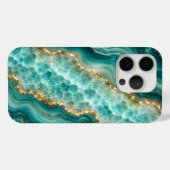 Luxe Turquoise Agaat Marmer met Gouden Aders Case-Mate iPhone Case (Achterkant (horizontaal))