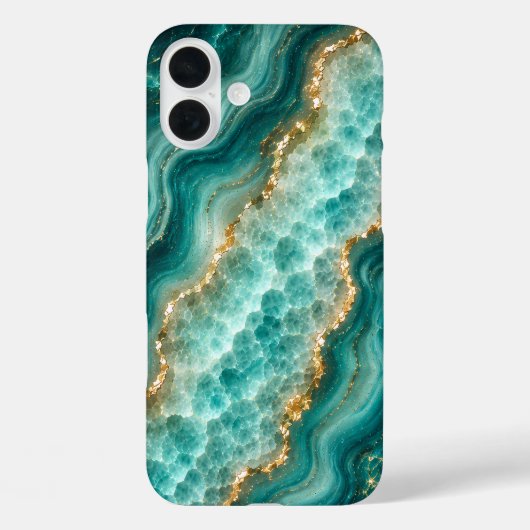 Luxe Turquoise Agaat Marmer met Gouden Aders Case-Mate iPhone Case (Achterkant)