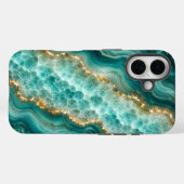 Luxe Turquoise Agaat Marmer met Gouden Aders Case-Mate iPhone Case (Achterkant (horizontaal))