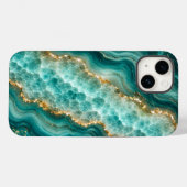 Luxe Turquoise Agaat Marmer met Gouden Aders Case-Mate iPhone Case (Achterkant (horizontaal))