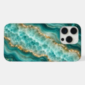 Luxe turquoise agaat marmer met gouden aders iPhone hoesje (Achterkant horizontaal)
