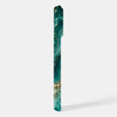 Luxe turquoise agaat marmer met gouden aders iPhone hoesje (Rechterkant)