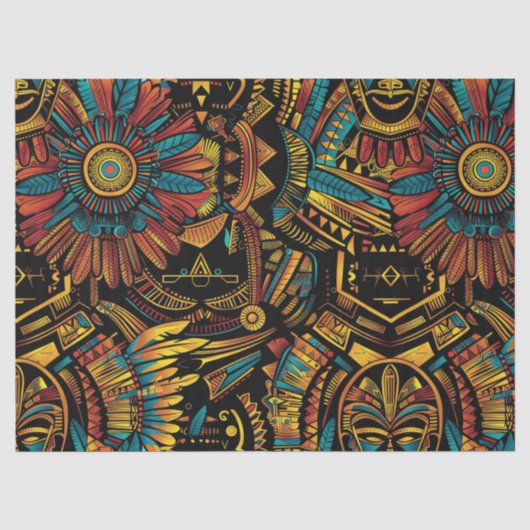 Luxe turquoise "Aztec Dream" Elegant weefsel P Tissuepapier (Voorkant)