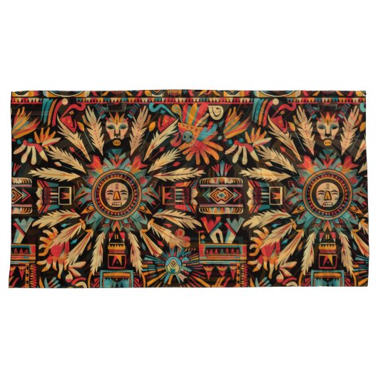 Luxe Turquoise "Aztec Dream" King Kussenslopen (Voorkant-Rechts)