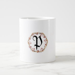 Luxe Turquoise bloemengradiënt monogram naam Grote Koffiekop