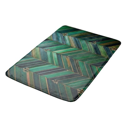 Luxe turquoise chevron & gouden inleg badmat (Gekanteld)