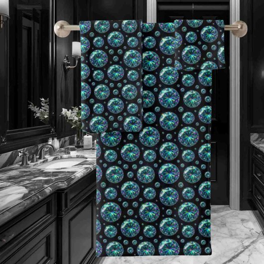 Luxe Turquoise Diamanten Edelstenen Handdoekenset Bad Handdoek