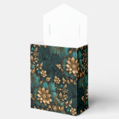 Luxe Turquoise en Bronzen Botanische Favor-doos Bedankdoosjes (Geopend)