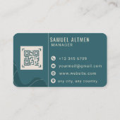 Luxe Turquoise en Crème Professioneel QR Code Visitekaartje (Achterkant)