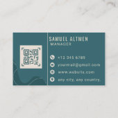 Luxe Turquoise en Crème Professioneel QR Code Visitekaartje (Achterkant)