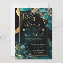 Luxe turquoise en gouden bloem Agate verjaardagsfe