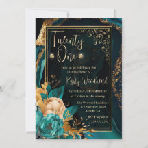 Luxe turquoise en gouden bloem Agate verjaardagsfe