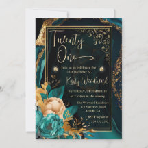 Luxe turquoise en gouden bloem Agate verjaardagsfe